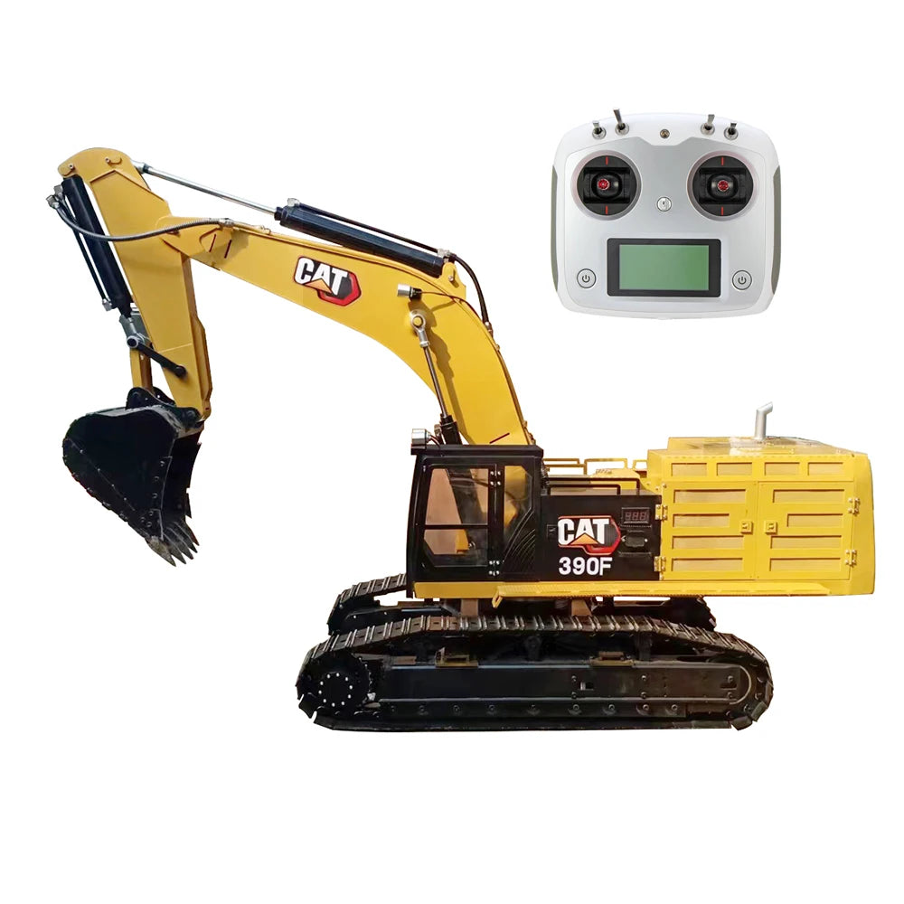 CAT 1/8 390F RC Full Brushless Hydraulic Excavator Metal Heavy Engineering Excavator Model Adult RC Car Toys
