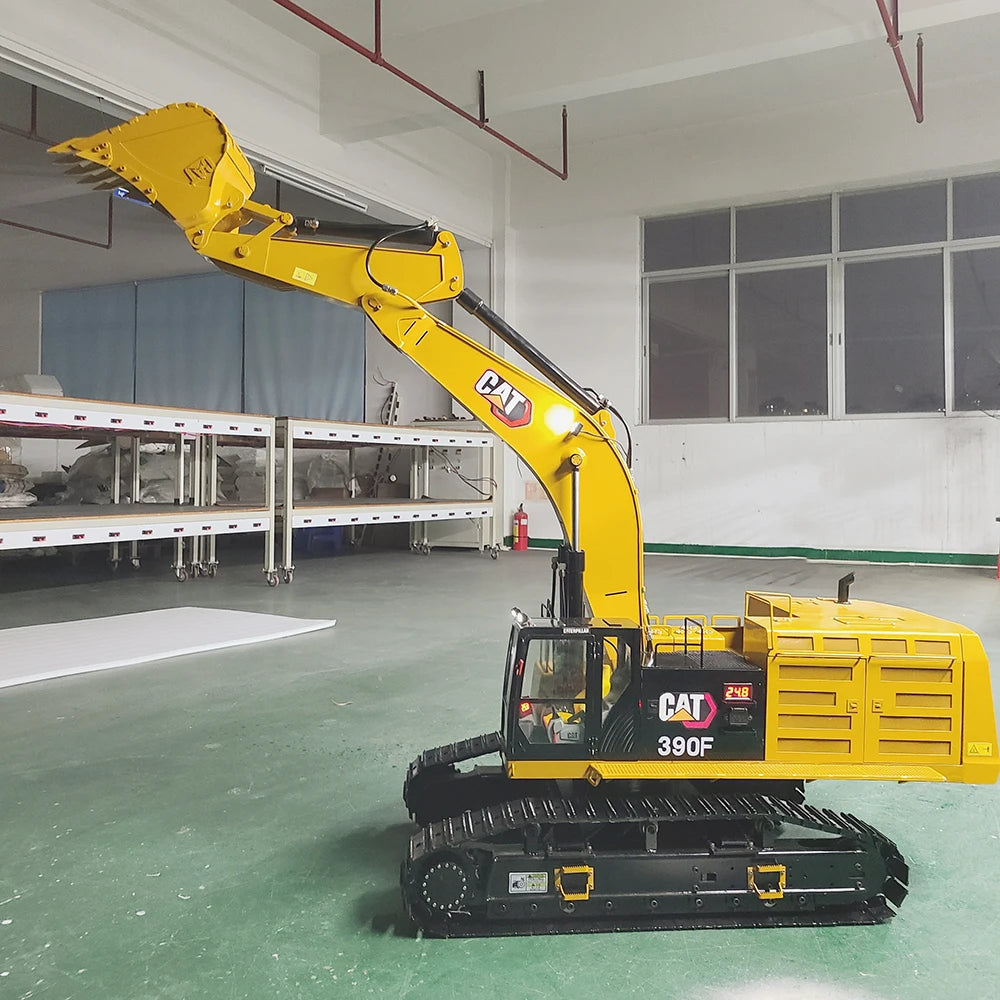 CAT 1/8 390F RC Full Brushless Hydraulic Excavator Metal Heavy Engineering Excavator Model Adult RC Car Toys