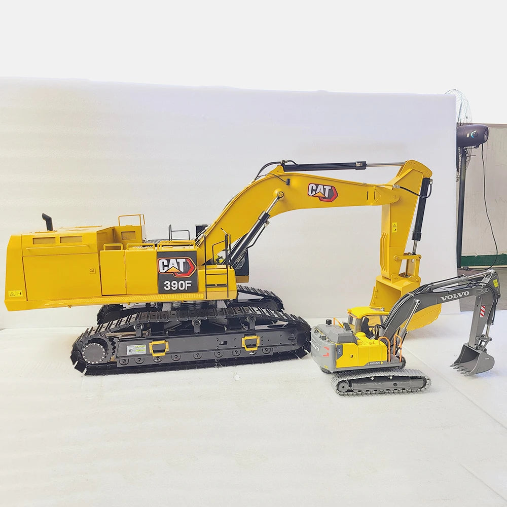 CAT 1/8 390F RC Full Brushless Hydraulic Excavator Metal Heavy Engineering Excavator Model Adult RC Car Toys