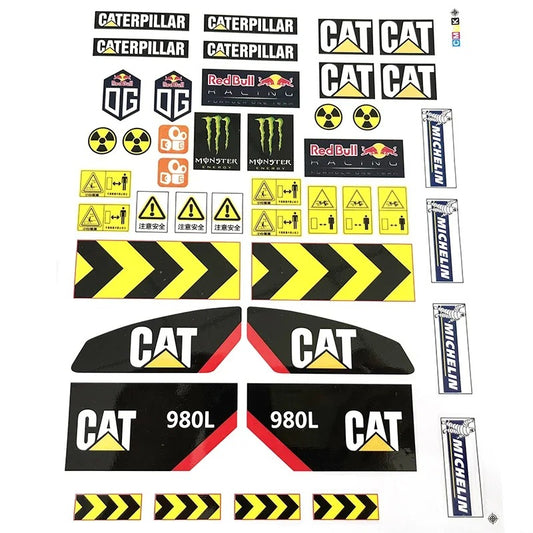 CAT D9T Bulldozer CAT 980L Loader Komatsu WA470 Loader Volvo A40G Articulated Truck Remote Control Hydraulic Model Stickers