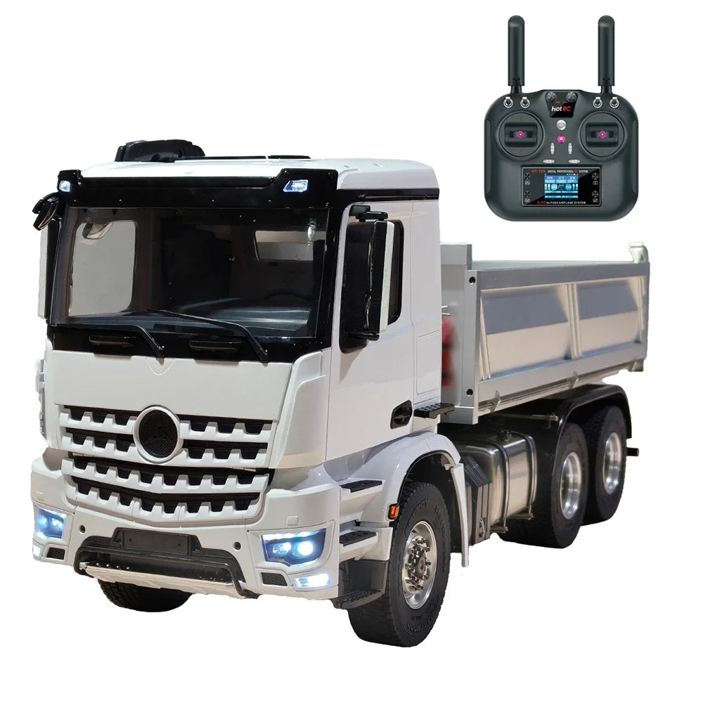 6x6 RC Truck 1/14 Hydraulic Remote Control Dump Truck Metal Model Toy with Light Sound System Boys Remote Control Toy 2025 New