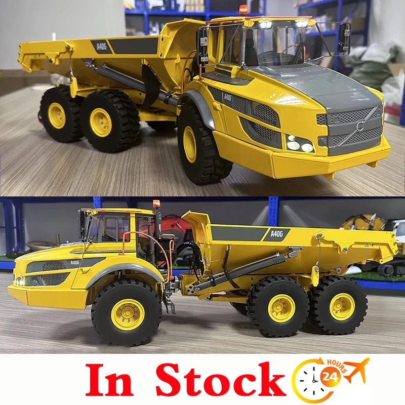 VOLVO A40G 1/16 RC Hydraulic Articulated Truck Metal Model with Sound and Light Sound System RTR Dump Truck Boy RC Car Toy