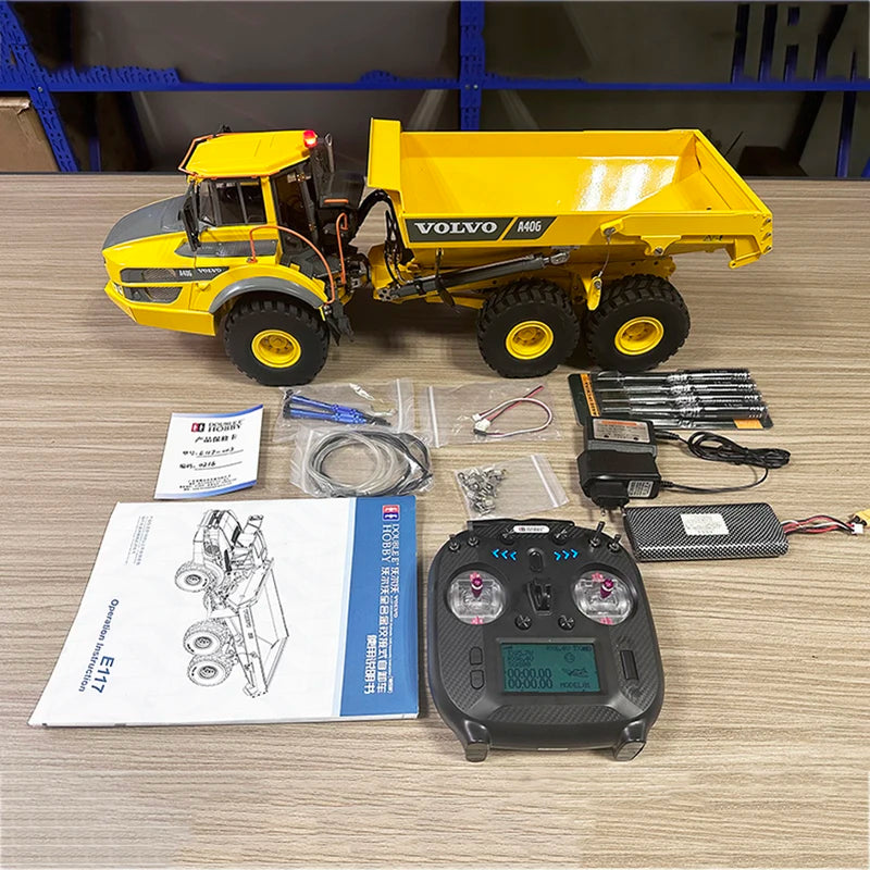VOLVO A40G 1/16 RC Hydraulic Articulated Truck Metal Model with Sound and Light Sound System RTR Dump Truck Boy RC Car Toy