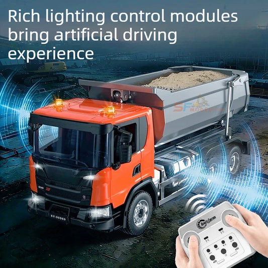 Scania G540 Remote Control Dump Truck 1/20 Double E E593 Electric RC Truck Simulation Model with Lighting and Sound System Toy Car