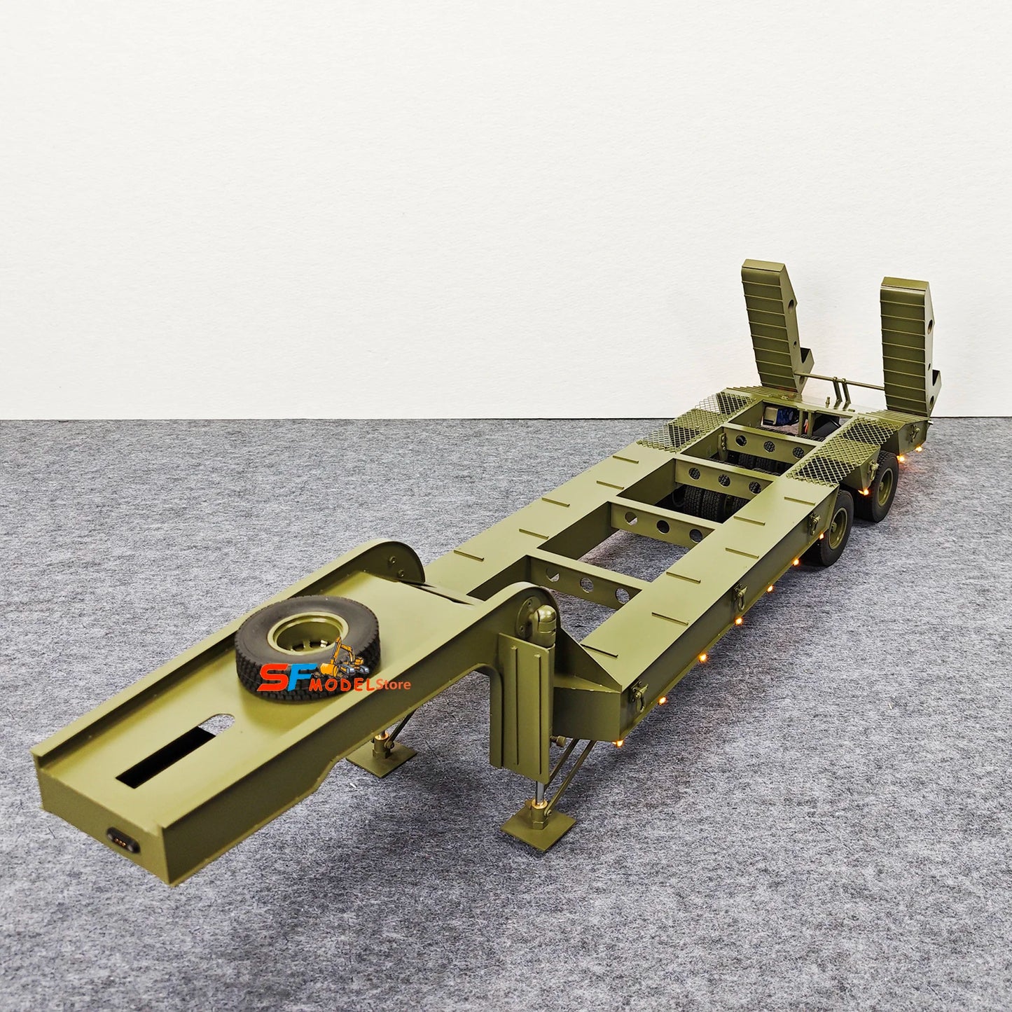 RC Tractor Metal Model with Lighting System Electric Tailgate Using HG P802 RC Car Tamiya 1/12 1/14 Remote Control Trailer