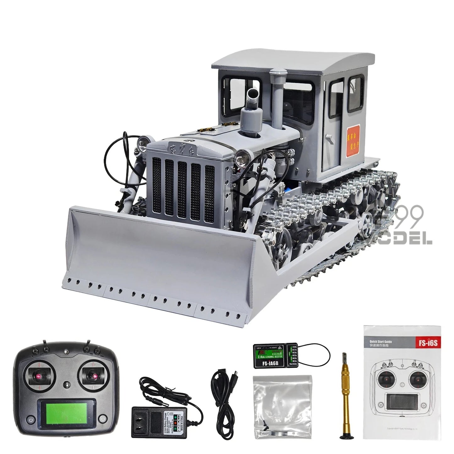Dongfanghong Bulldozer 1/12 Metal Hydraulic RC Bulldozer Model RTR with Lighting and Sound System Remote Control Car Model Toy