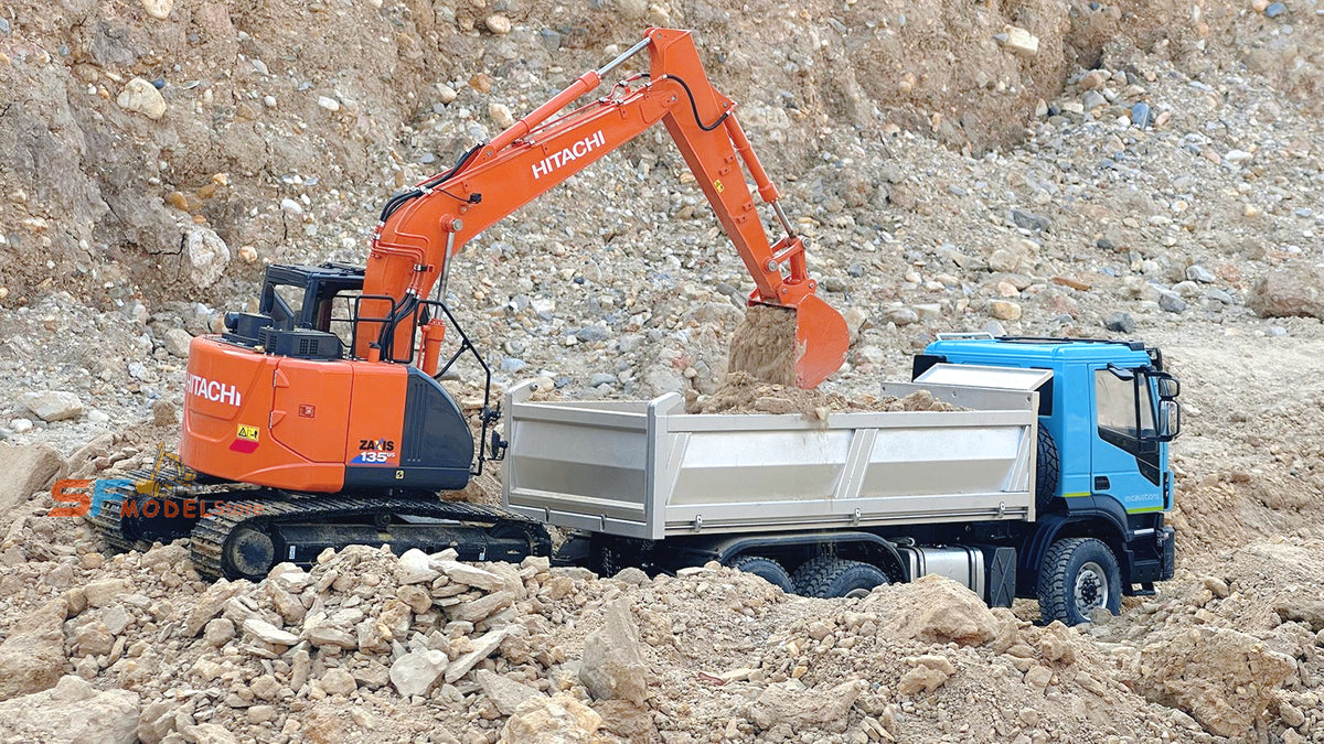 Hitachi ZX135US Excavator 1/14 Scale RC Hydraulic Excavator Metal Model with Lighting and Sound System RTR Version