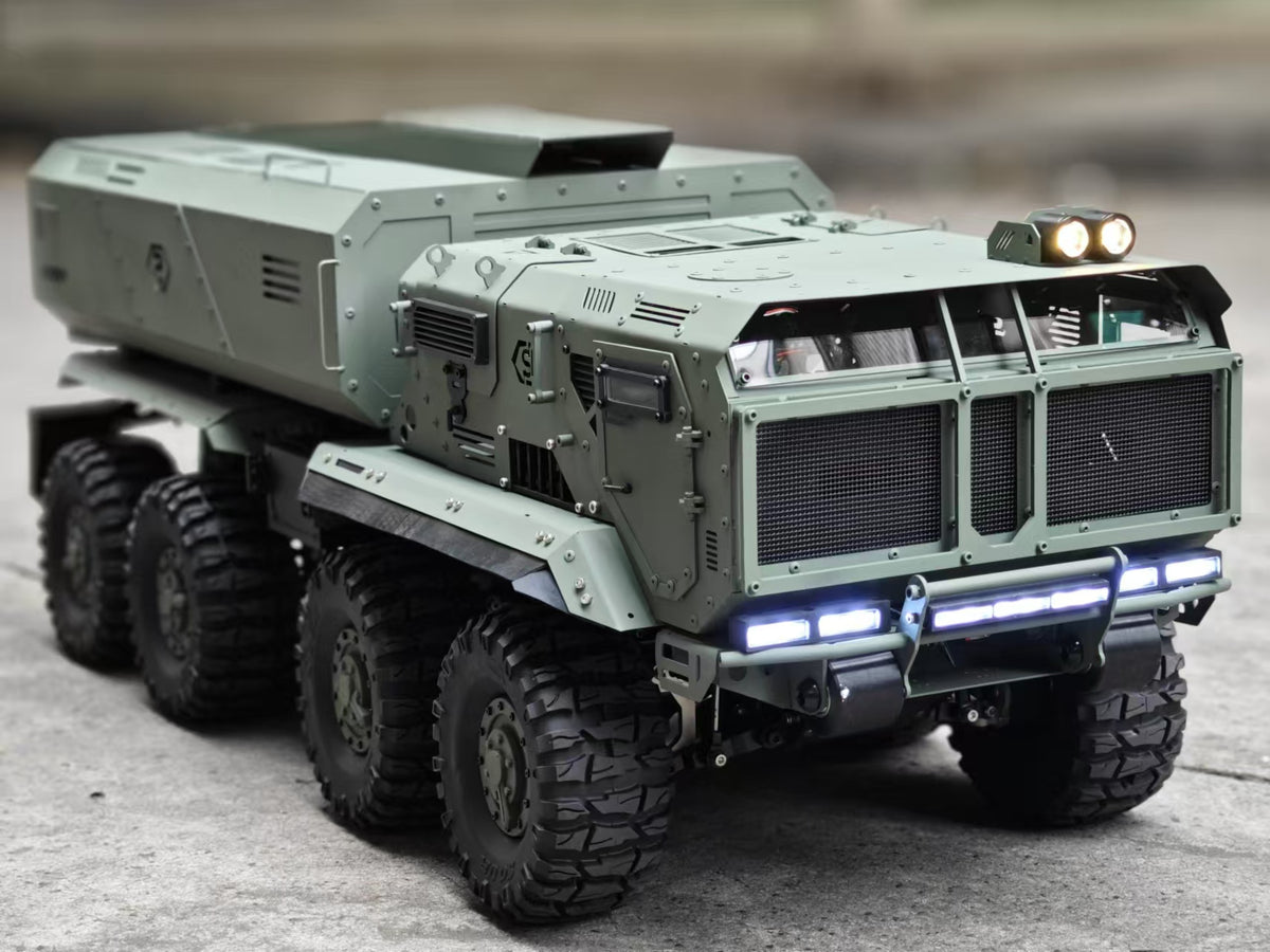 ST10X RC Truck 1/10 8x8 RC Car Metal Model with Light and Sound System Remote Control Military Truck Model Toy