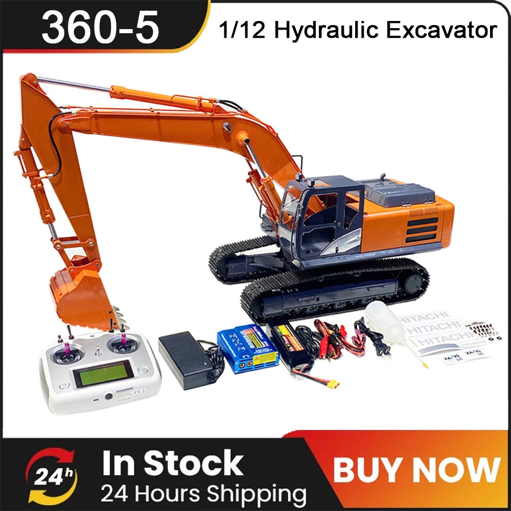 Hitachi Excavator 1/12 360-5 Remote Control Hydraulic Excavator Metal Model Hydraulic Remote Control Excavator Engineering Machinery Model Gift Toy