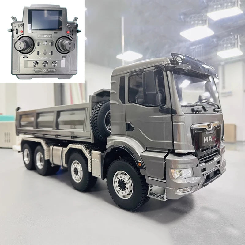 1/14 8×8 MAN-TGS RC Truck Remote Control Dump Truck RTR Version with PL18EV Remote Control Light and Sound System Boys Toy Truck