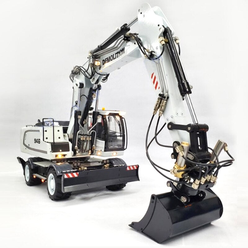 946EW Hydraulic RC Excavator 1/14 Metal Model of Hydraulic Wheeled Excavator with 3-Section Boom Construction Machinery RC Toy