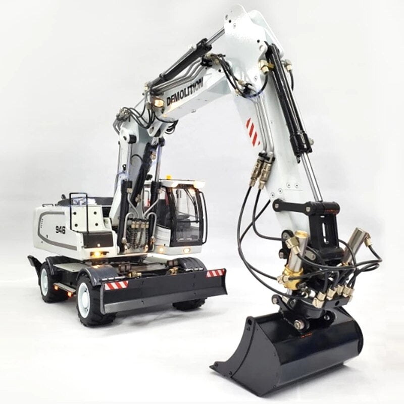946EW Hydraulic RC Excavator 1/14 Metal Model of Hydraulic Wheeled Excavator with 3-Section Boom Construction Machinery RC Toy