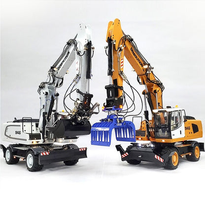 946EW Hydraulic RC Excavator 1/14 Metal Model of Hydraulic Wheeled Excavator with 3-Section Boom Construction Machinery RC Toy