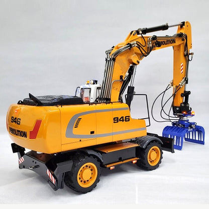 946EW Hydraulic RC Excavator 1/14 Metal Model of Hydraulic Wheeled Excavator with 3-Section Boom Construction Machinery RC Toy