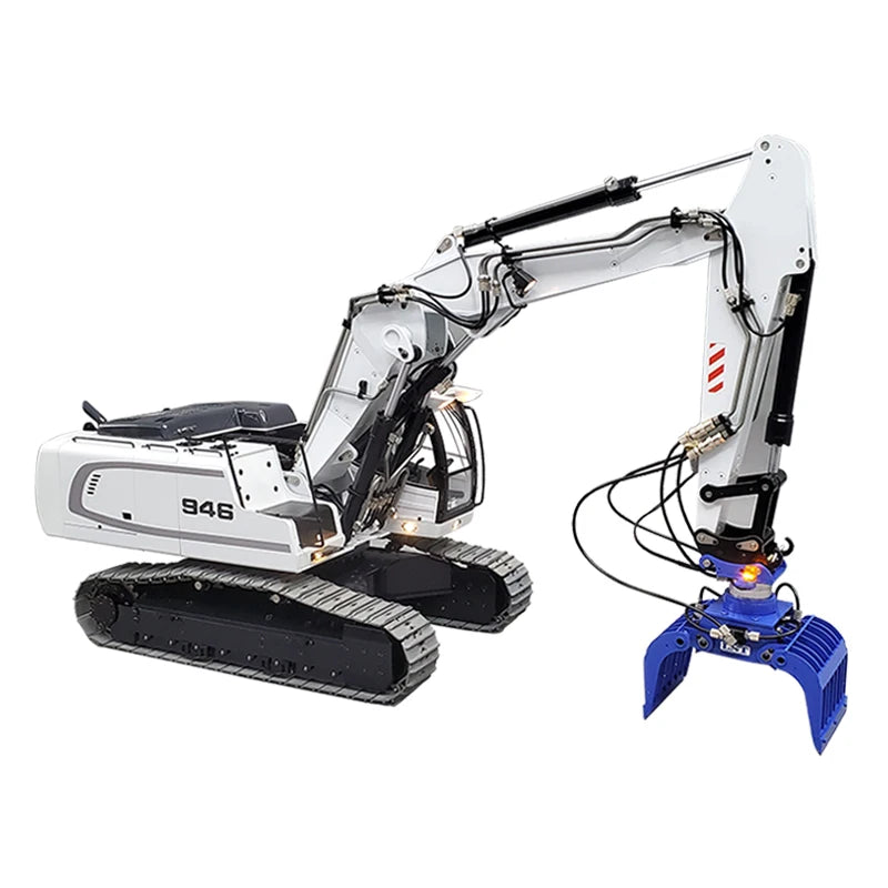 1/14 RC Hydraulic Excavator Metal Model 946-3 Adjustable Arm RTR Version 6 Way Hydraulic Valve Excavator Boy Toy Gift