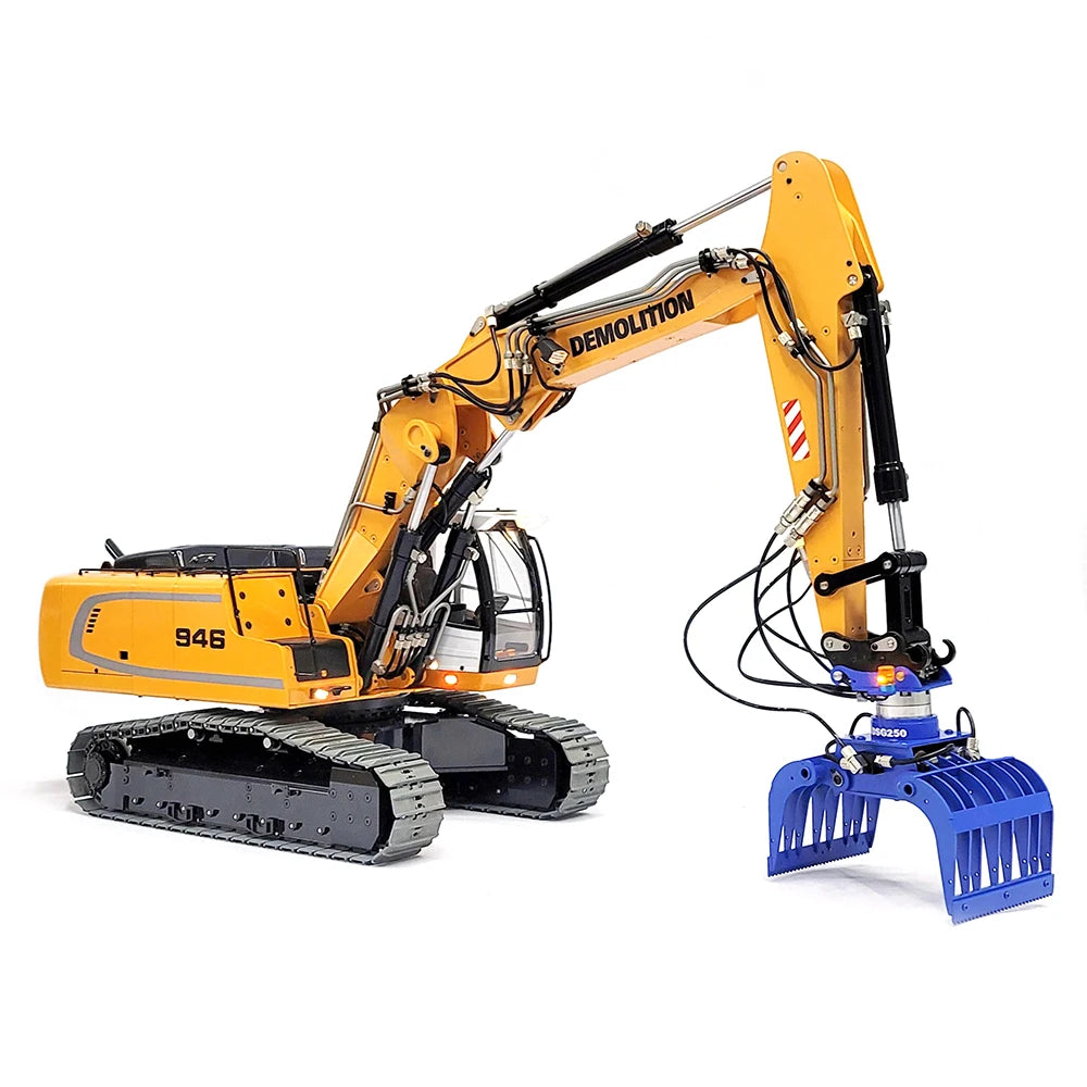 1/14 RC Hydraulic Excavator Metal Model 946-3 Adjustable Arm RTR Version 6 Way Hydraulic Valve Excavator Boy Toy Gift