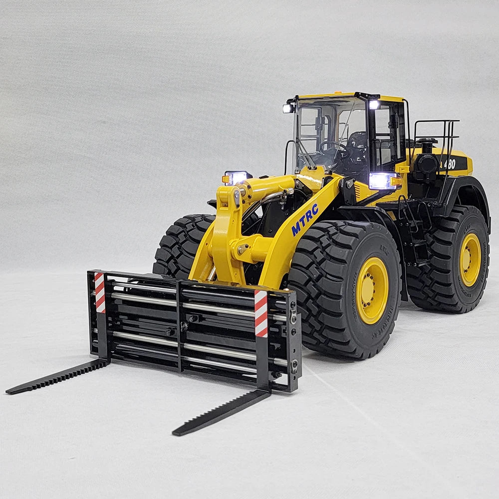 WA480 RC Loader 1/14 Hydraulic Loader Metal Model Comes with Hydraulic Fork Light Sound System Loader Remote Control Car Model Boy Toy