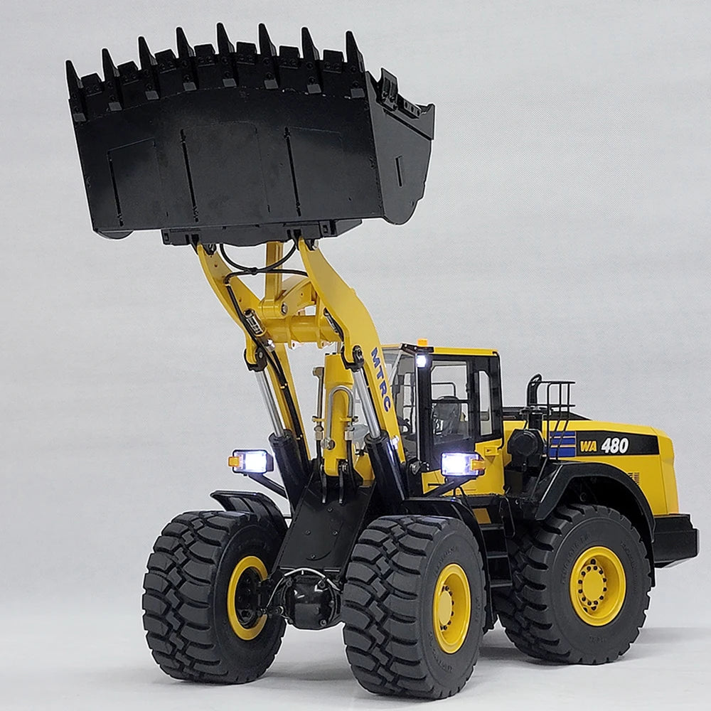 WA480 RC Loader 1/14 Hydraulic Loader Metal Model Comes with Hydraulic Fork Light Sound System Loader Remote Control Car Model Boy Toy