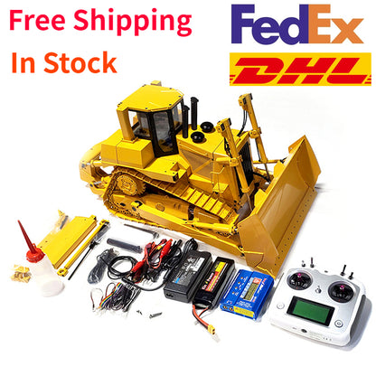 Kostenloser Versand! Bulldozer 1/14 JDM 98 DXR2 D9T ferngesteuerter Hydraulikbulldozer mit verbessertem Sound- und Lichtsystem, Metallmodell, ferngesteuertes Auto, Spielzeug für Erwachsene 