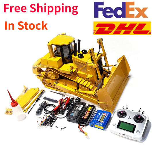 Free Shipping Bulldozer 1/14 JDM 98 DXR2 D9T Remote Control Hydraulic Bulldozer Upgraded Sound and Lighting System Metal Bulldozer Model Remote Control Car Adult Toy