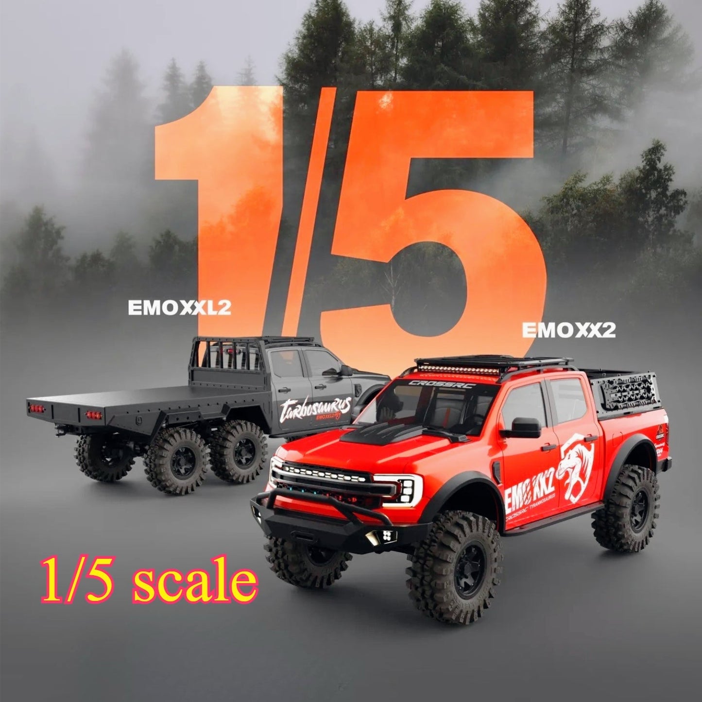 CROSSRC Big Dinosaur RC Car 1/5 Scale Brushless Version RC Off-Road Pickup Climbing Car 2025 New Remote Control Car Toy