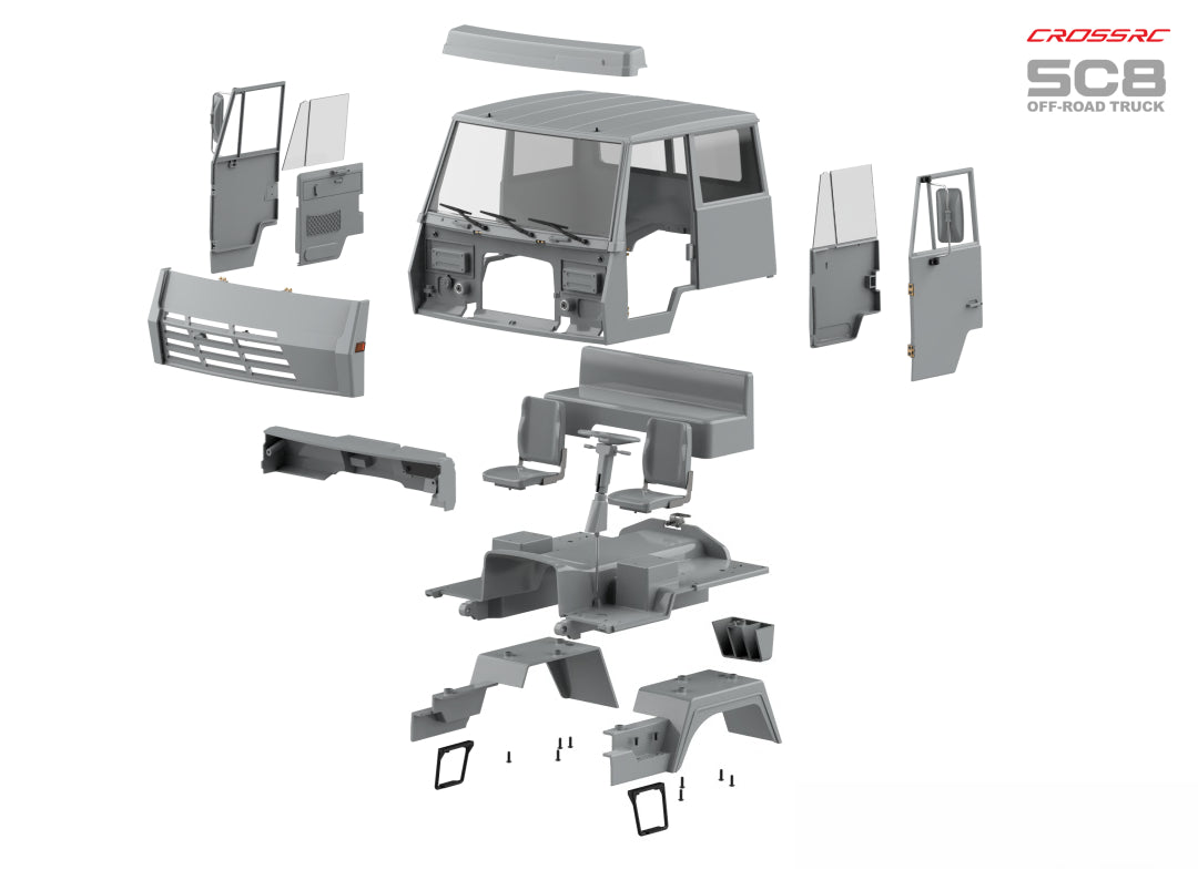 Model SC8 1/12 8x8 Professional Full Metal Chassis Heavy Truck - Dual Front Axle Steering Simulation Off-Road Vehicle