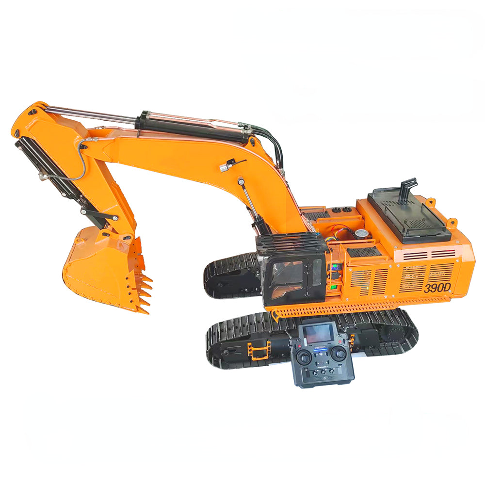 Free Shipping CAT 390D 1/8 RC Hydraulic Excavator Metal Twin Cylinder Heavy Duty Mining Custom Excavator Model Toy