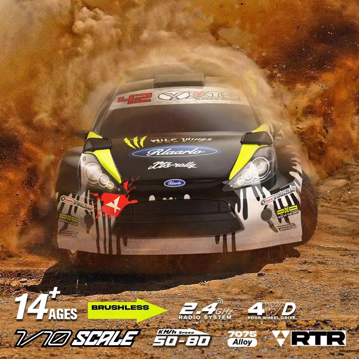 XTS-F10 1/10 Scale Brushless RC Rally Car - 4WD Professional Off-Road Vehicle, 3S Lipo Power, 50MPH High Speed RTR Rlaarlo