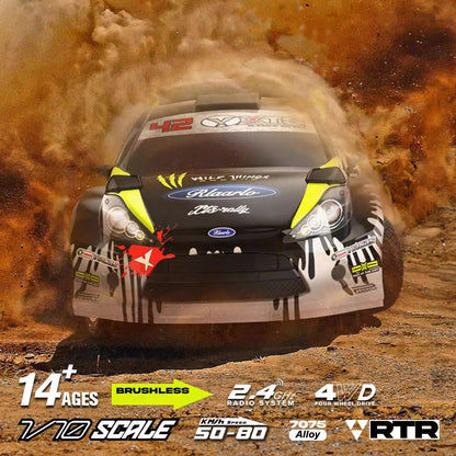 XTS-F10 1/10 Scale Brushless RC Rally Car - 4WD Professional Off-Road Vehicle, 3S Lipo Power, 50MPH High Speed RTR Rlaarlo