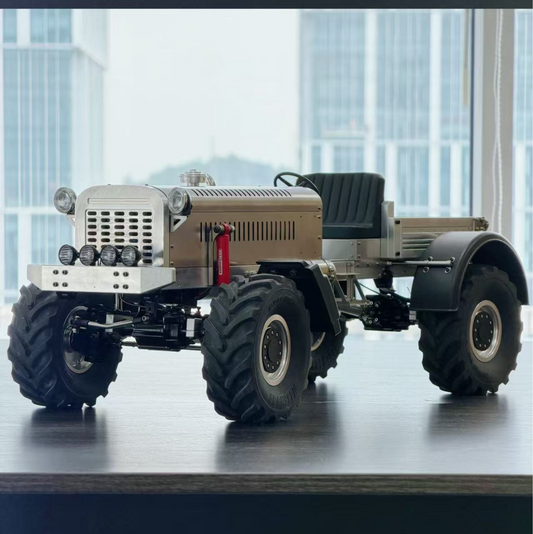 MD009 1/10 RC Tractor Truck CNC Full Metal 4WD Off-Road Rock Crawler with Dual-Motor Winch RTR 10CH Remote Control