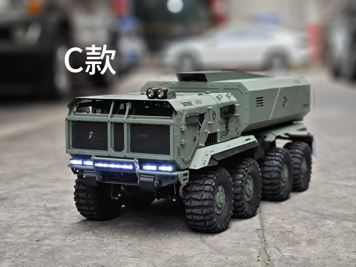 ST10X RC Truck 1/10 8x8 RC Car Metal Model with Light and Sound System Remote Control Military Truck Model Toy
