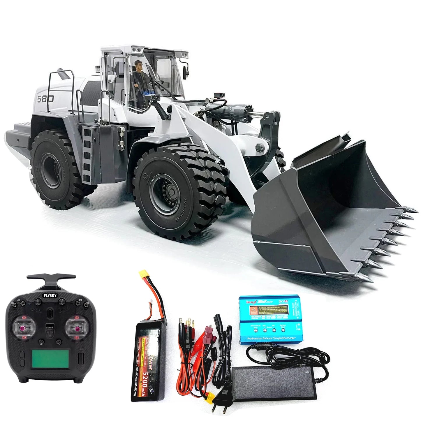 580 RC Loader 1/14 Remote Control Hydraulic Loader Metal Model RTR with Smoke System Wheel Loader Adult Remote Control Car Toy