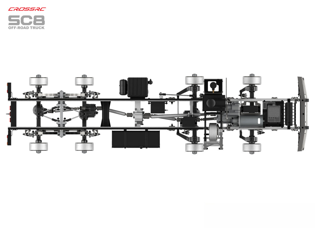 Model SC8 1/12 8x8 Professional Full Metal Chassis Heavy Truck - Dual Front Axle Steering Simulation Off-Road Vehicle