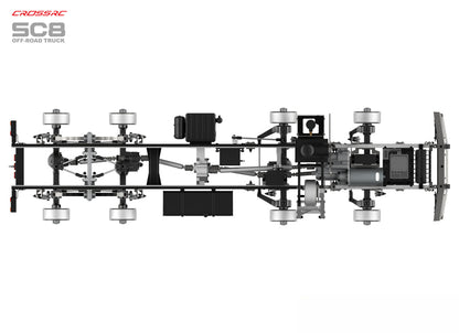 Modell SC8 1/12 8x8 Professioneller Schwerlastwagen mit Vollmetallchassis - Simulations-Geländewagen mit Doppel-Vorderachse und Lenkung 