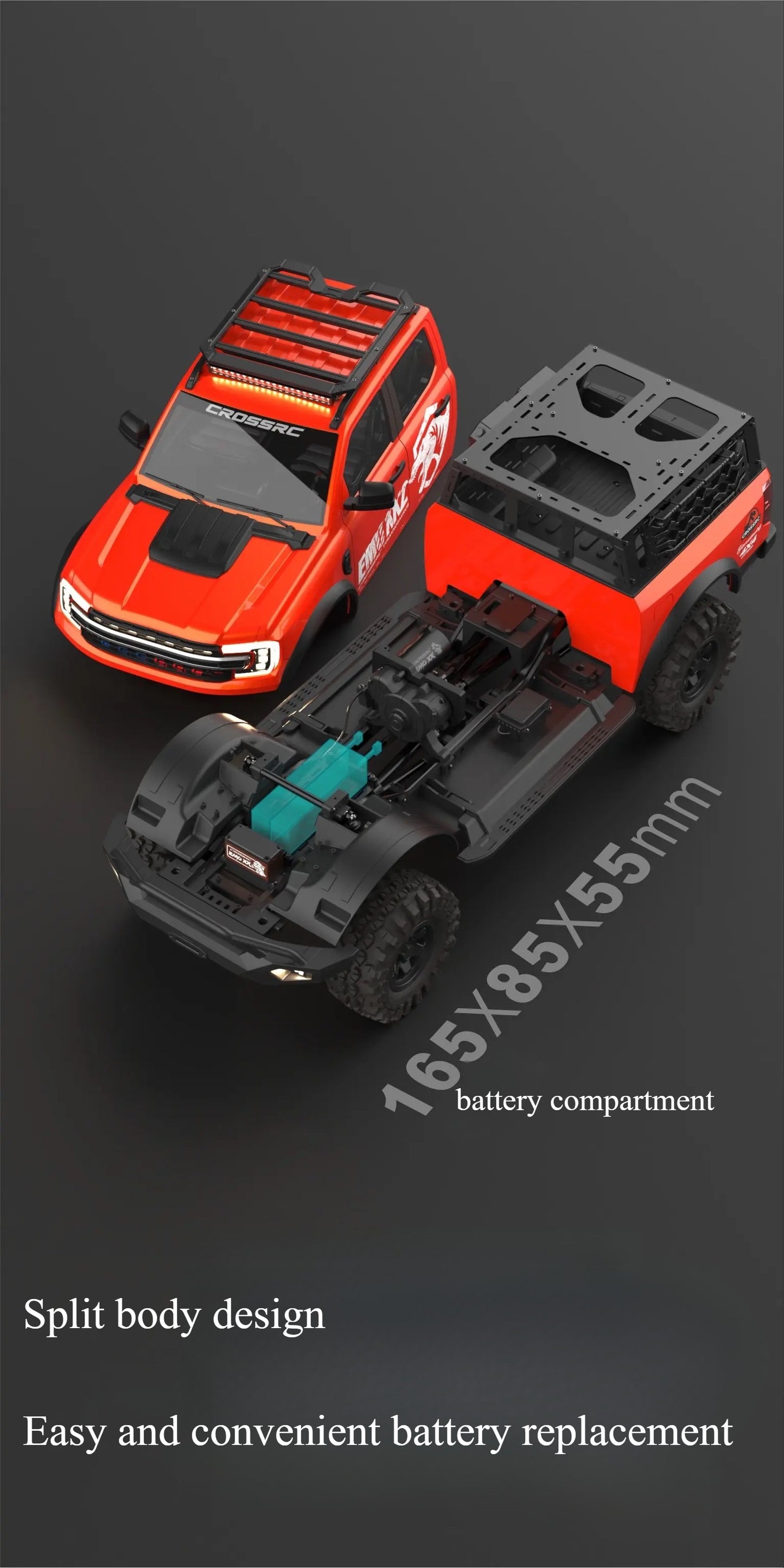 CROSSRC 1/5 Scale Brushless Version RC Off-road Pickup Climbing Car Big Dinosaur Series New Off-road Pickup Model Toy