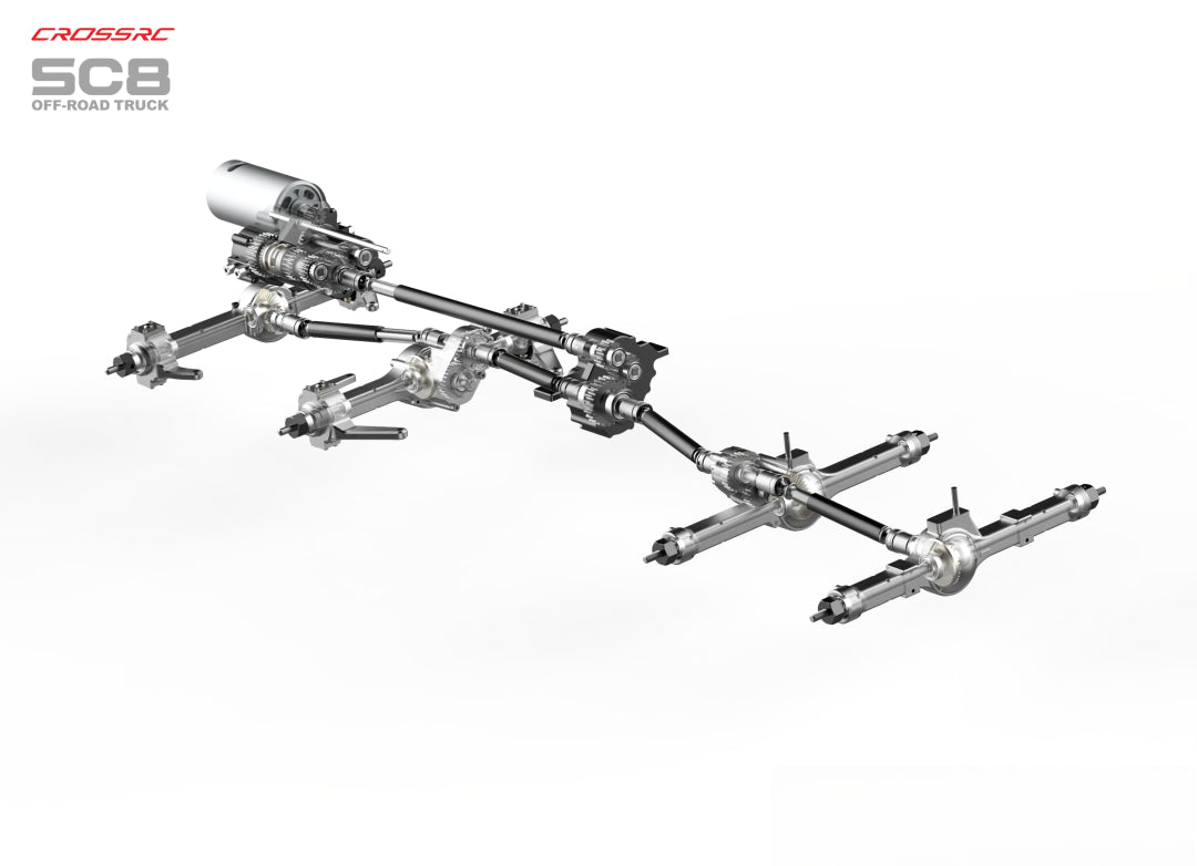 Model SC8 1/12 8x8 Professional Full Metal Chassis Heavy Truck - Dual Front Axle Steering Simulation Off-Road Vehicle