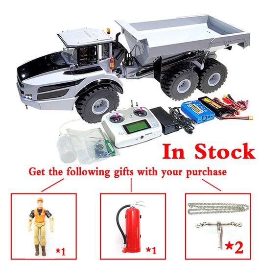 A40G RC Truck 1/14 6x6 Hydraulic RC Winch Truck Model Metal Dump Truck Engineering Model Boy Remote Control Car Toy Gift