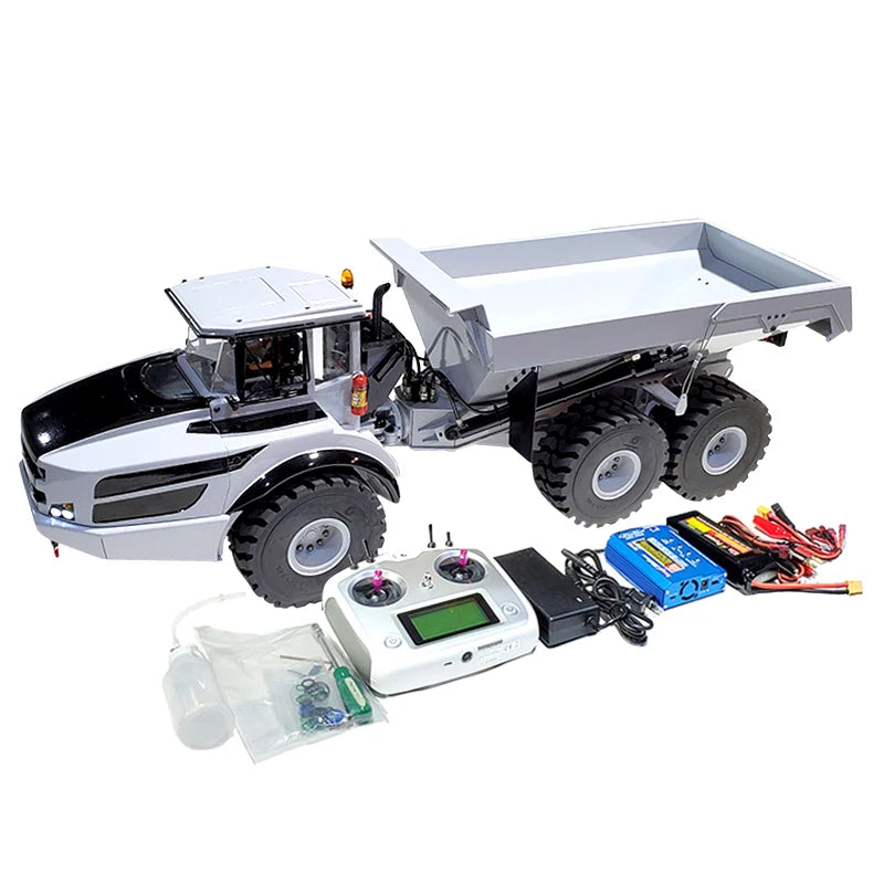 A40G RC Truck 1/14 6x6 Hydraulic RC Winch Truck Model Metal Dump Truck Engineering Model Boy Remote Control Car Toy Gift