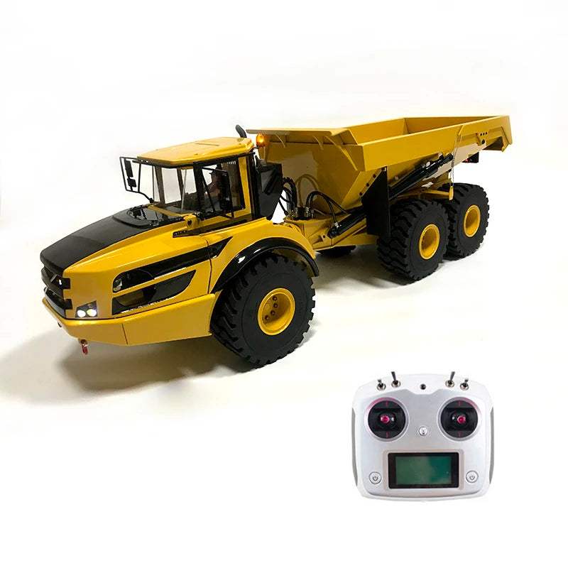 A40G RC Truck 1/14 6x6 Hydraulic RC Winch Truck Model Metal Dump Truck Engineering Model Boy Remote Control Car Toy Gift