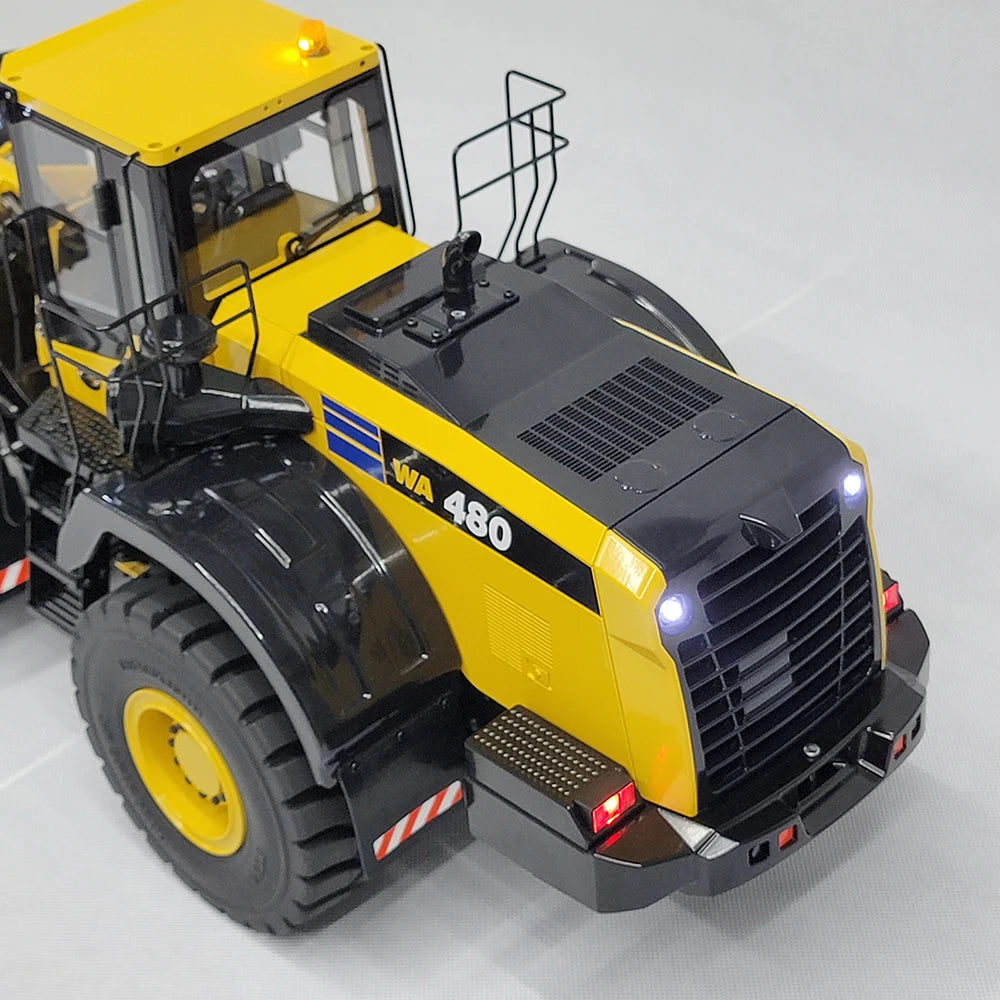 WA480 RC Loader 1/14 Hydraulic Loader Metal Model Comes with Hydraulic Fork Light Sound System Loader Remote Control Car Model Boy Toy