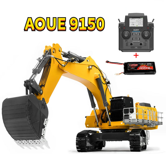 AOUE 9150 RC Excavator 1/14 Hydraulic RC Excavator Backhoe Crawler Excavator Construction Machinery Model Boy RC Car Toy Gift