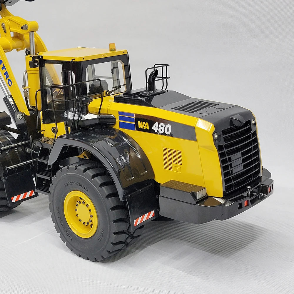 WA480 RC Loader 1/14 Hydraulic Loader Metal Model Comes with Hydraulic Fork Light Sound System Loader Remote Control Car Model Boy Toy