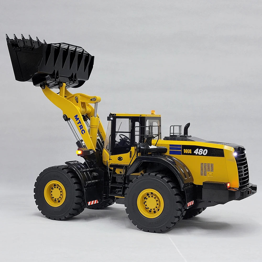 WA480 RC Loader 1/14 Hydraulic Loader Metal Model Comes with Hydraulic Fork Light Sound System Loader Remote Control Car Model Boy Toy