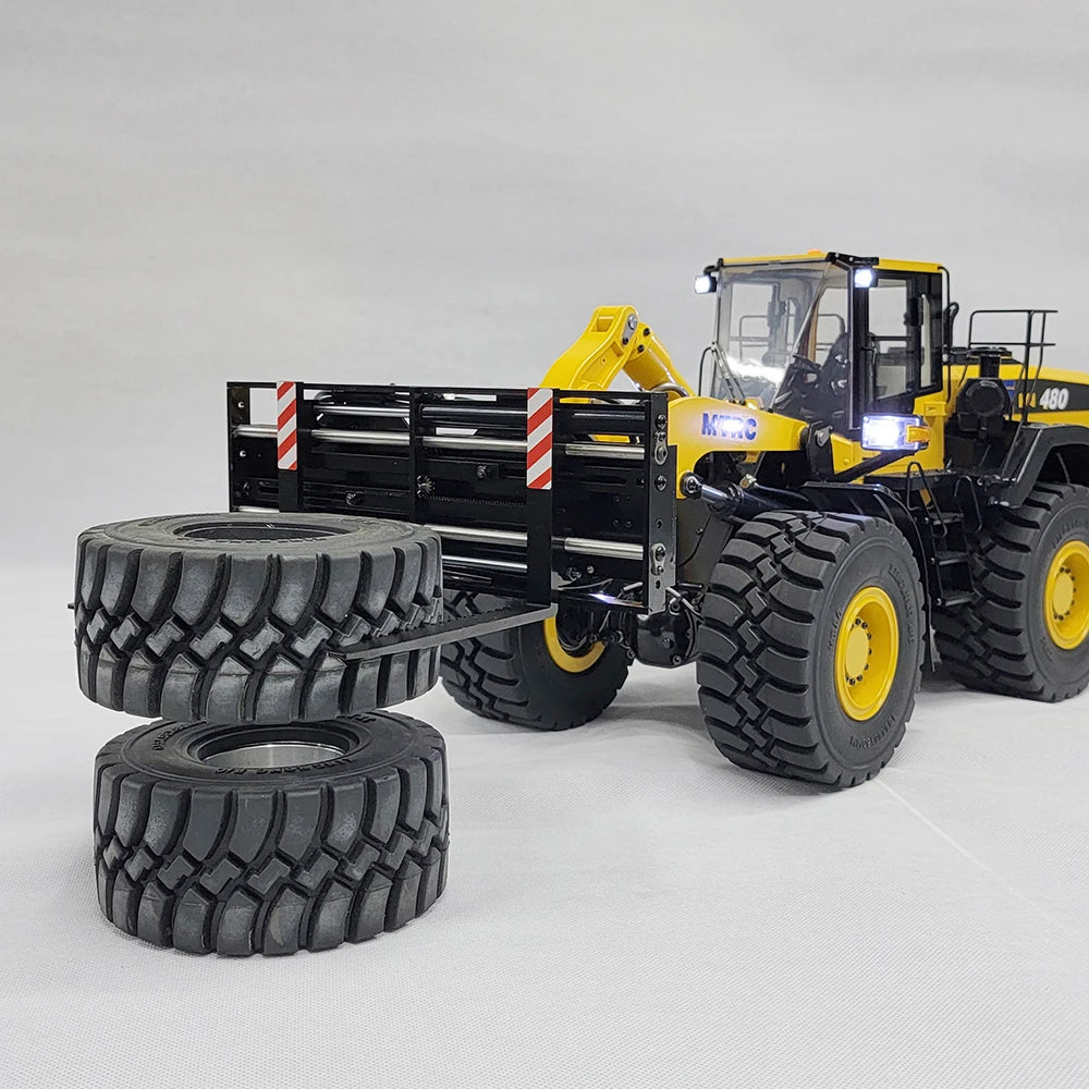 WA480 RC Loader 1/14 Hydraulic Loader Metal Model Comes with Hydraulic Fork Light Sound System Loader Remote Control Car Model Boy Toy