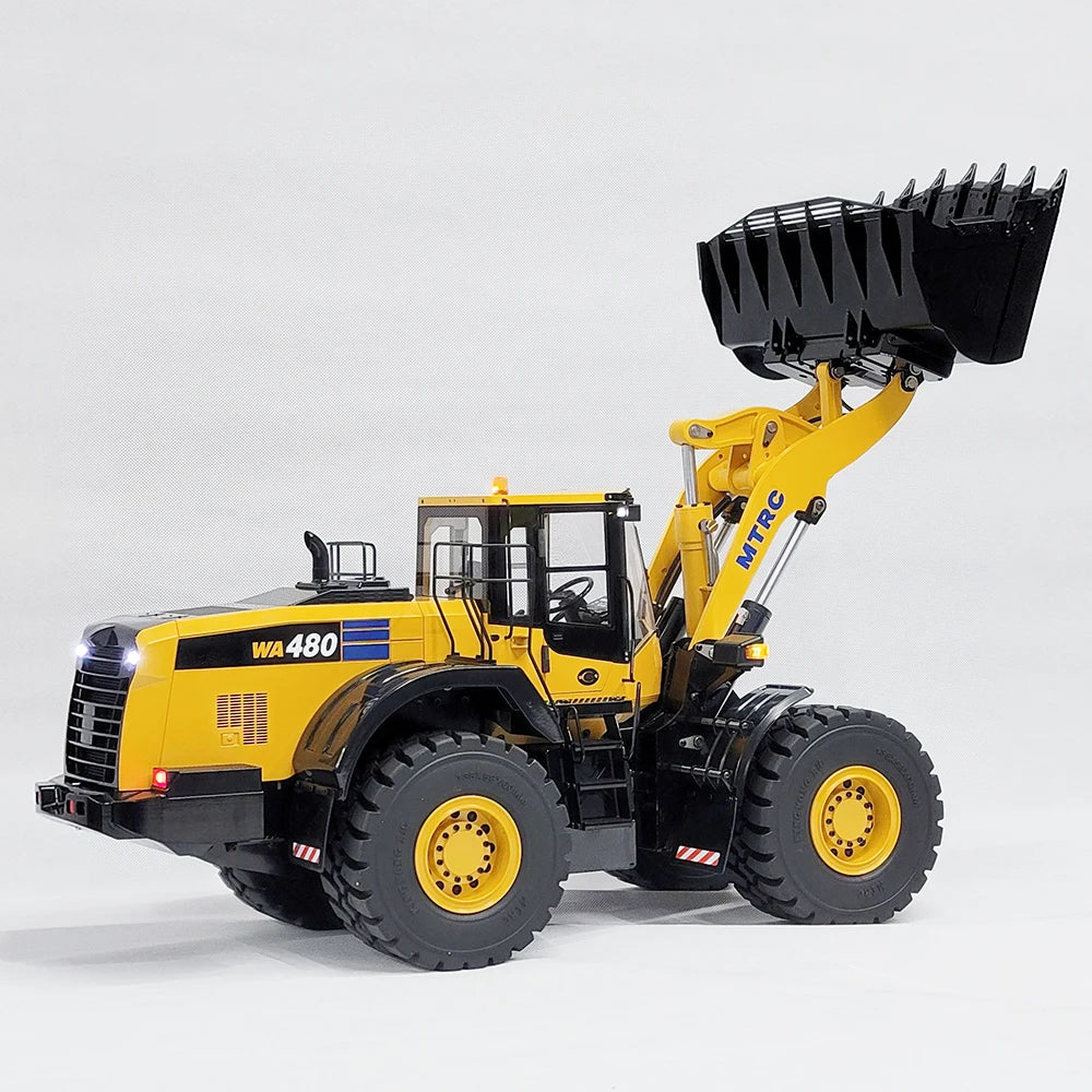 WA480 RC Loader 1/14 Hydraulic Loader Metal Model Comes with Hydraulic Fork Light Sound System Loader Remote Control Car Model Boy Toy