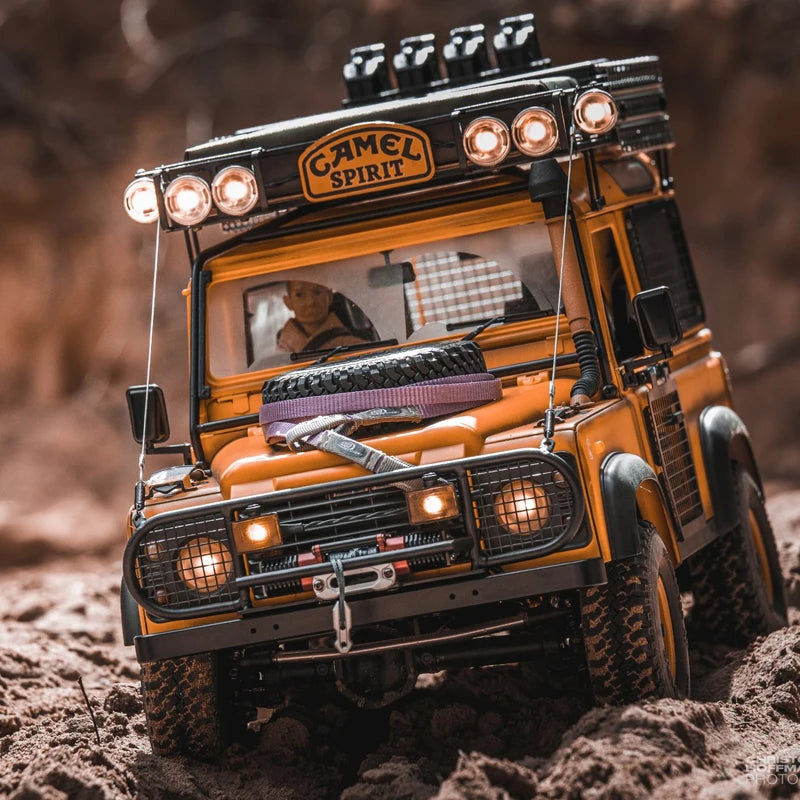 D1RC D90 Defender Camel Trophy Speed Metal Chasis 1/10 Scale Offroad Crawler Remote Control Truck for Adults-Hobby Grade Car