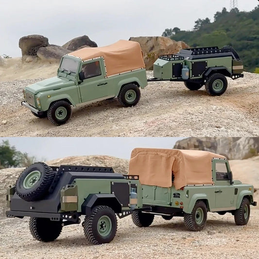 D90 Defender RC Climbing Car 1/10 Remote Control Car Toy Simulation Camping Trailer Metal Climbing Car Tow Bucket Model Boy Toy