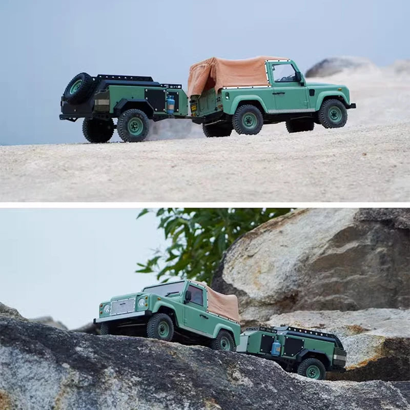 D90 Defender RC Climbing Car 1/10 Remote Control Car Toy Simulation Camping Trailer Metal Climbing Car Tow Bucket Model Boy Toy