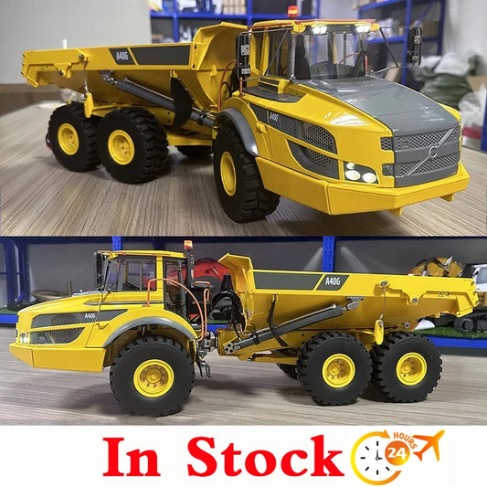 VOLVO  A40G 1/16 RC Hydraulic Articulated Truck Metal Model with Sound and Light Sound System RTR Dump Truck Boy RC Car Toy