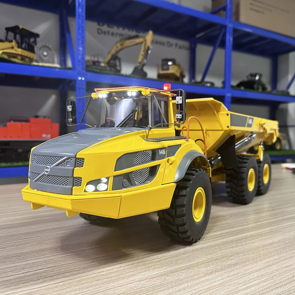 VOLVO  A40G 1/16 RC Hydraulic Articulated Truck Metal Model with Sound and Light Sound System RTR Dump Truck Boy RC Car Toy